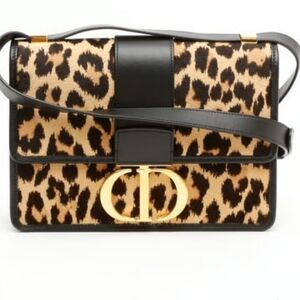 Christian Dior 30 Montaigne Vintage Leather Bag Pony Hair Leopard Print